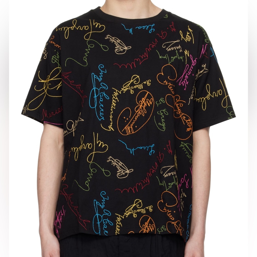 BODE Black Signature Scrawl Boxy T Shirt